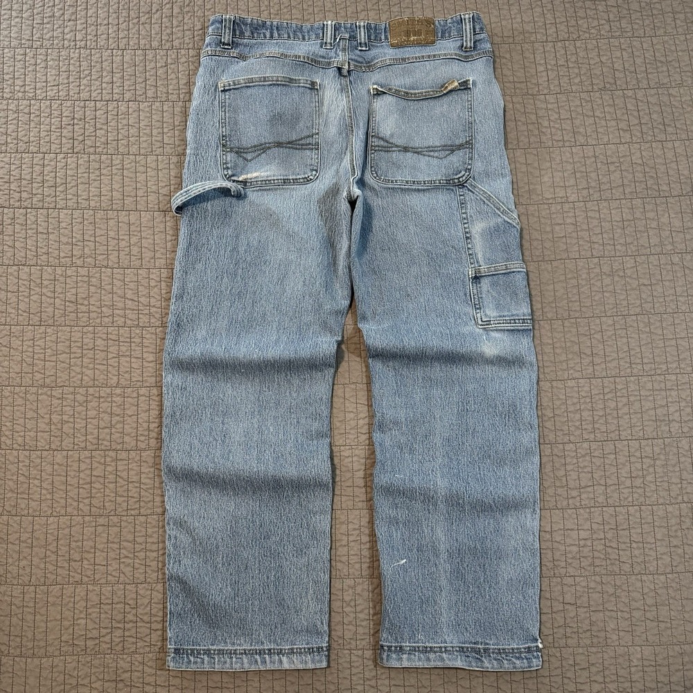 Smiths Workwear Carpenter Jean Men 34x30 (35x29) Blue Distressed Stretch Relaxed
